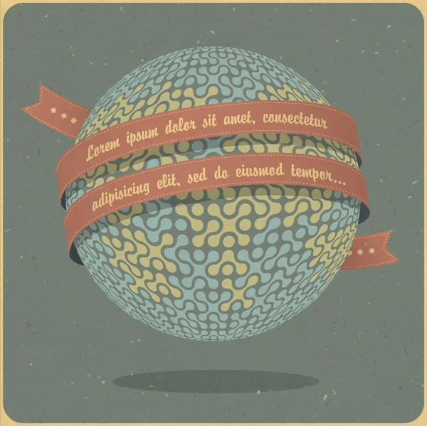 Symbole globe rétro avec ruban et exemple de texte. Vecteur, EPS10 — Image vectorielle