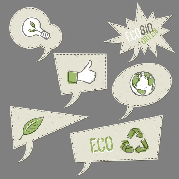 Iconos de ecología en las burbujas del habla. Colección de elementos vectoriales, EPS — Vector de stock