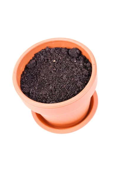 Горшок с почвой — стоковое фото