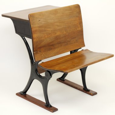 Antique School Desk Chair Combination clipart