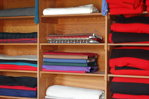 Textiles on Shelves — Stock Photo, Image