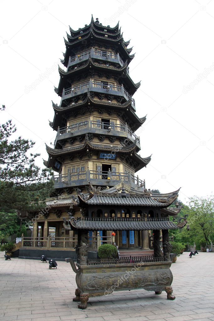 High pagoda in buddhist temple