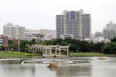 Lake and buildings clipart