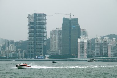 Boat and buildings clipart