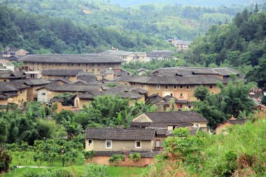 Tulou in village clipart