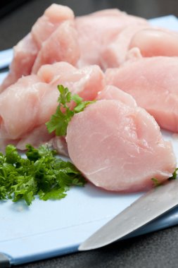 Diced raw chicken pieces clipart