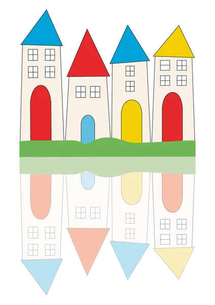 Frische stilisierte Häuserzeichnung — Stockfoto