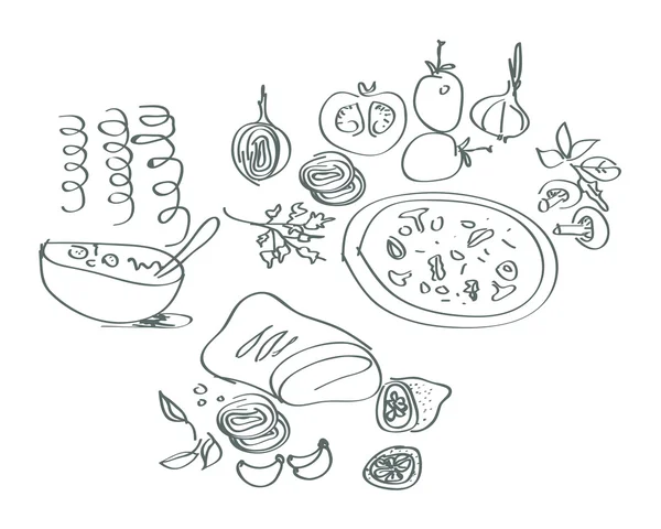 Éléments de cuisson dessinés à la main — Photo