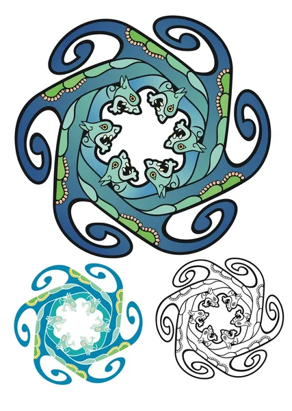 Emblema de dragón remolino — Archivo Imágenes Vectoriales