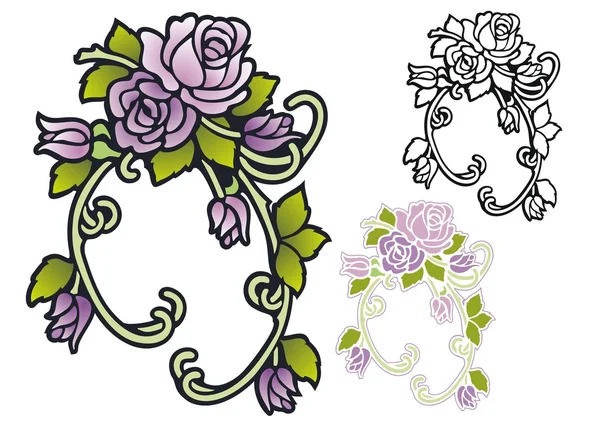 Neo Victorian Rose Ornament — Stock Vector