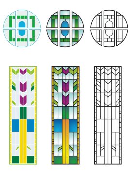 Traditional stained glass patterns clipart