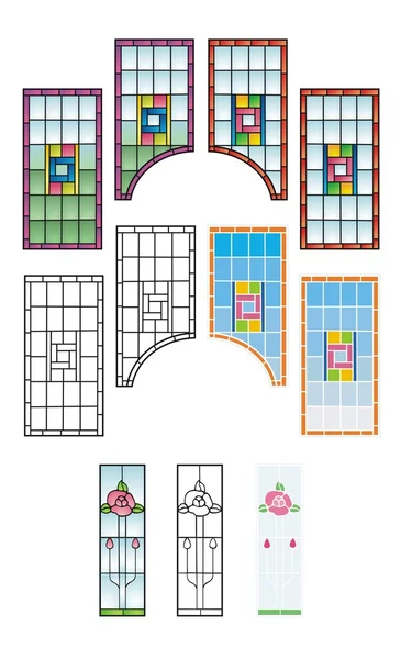 Traditional stained glass patterns — Stock Vector