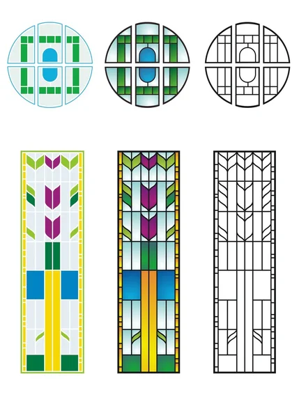 Patrones tradicionales de vidrieras — Vector de stock