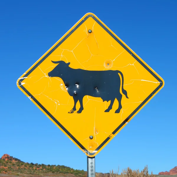 Segno di pascolo bovino — Foto Stock