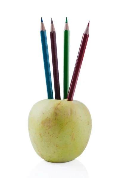 Manzana y crayones —  Fotos de Stock