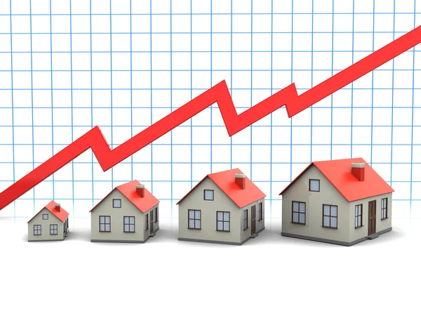 Családi házak és a grafikon — Stock Fotó