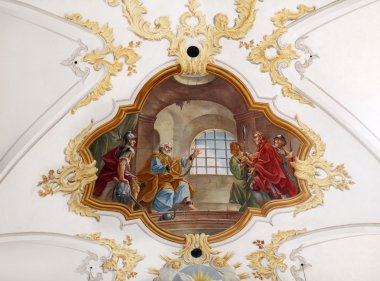 Картина, постер, плакат, фотообои "фреска в церкви святого петра в мюнхене природа", артикул 11793474