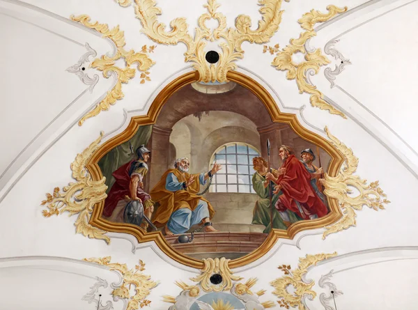 Τοιχογραφία σε sankt peter εκκλησία στο Μόναχο — Φωτογραφία Αρχείου