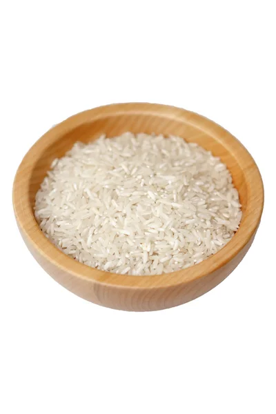 stock image Rice in wooden bowl