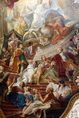 soffitto affresco nella Chiesa di s. Pietro a Monaco di Baviera, Germania