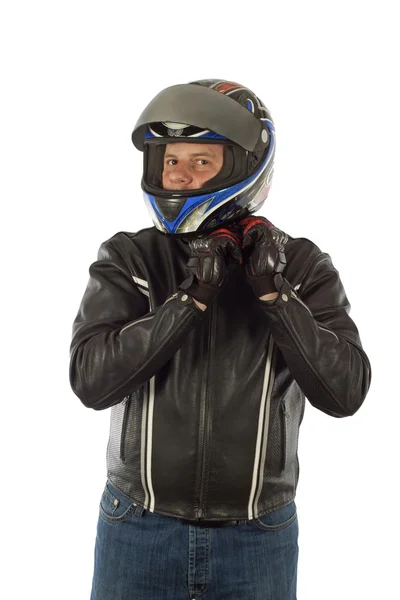 Motociclista posando Imagen de stock