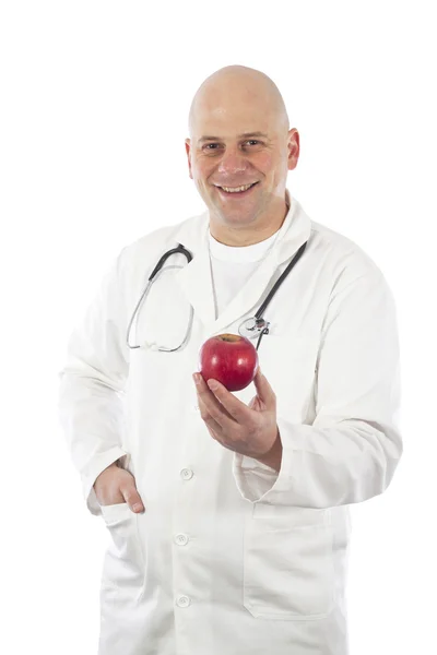 Lekarz z jabłkiem — Zdjęcie stockowe