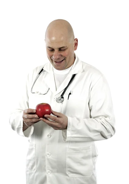 Médico con manzana — Foto de Stock
