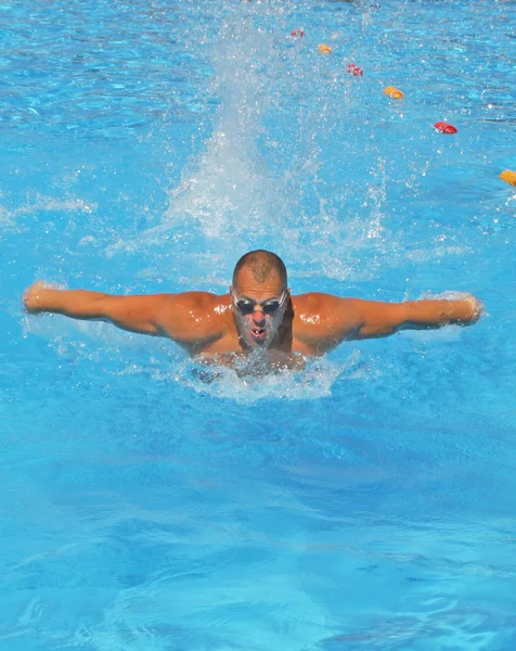 硬游泳训练 — 图库照片