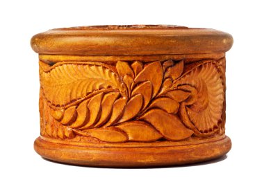 Round box decorated with carvings clipart