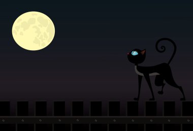 Cat on fence clipart