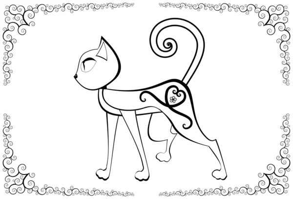Cat-with-tattoo — Stock Vector