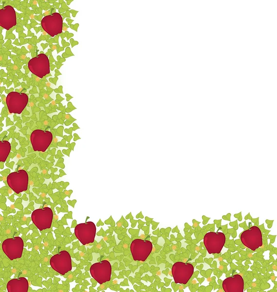Elemento de canto decorativo com maçãs vermelhas —  Vetores de Stock