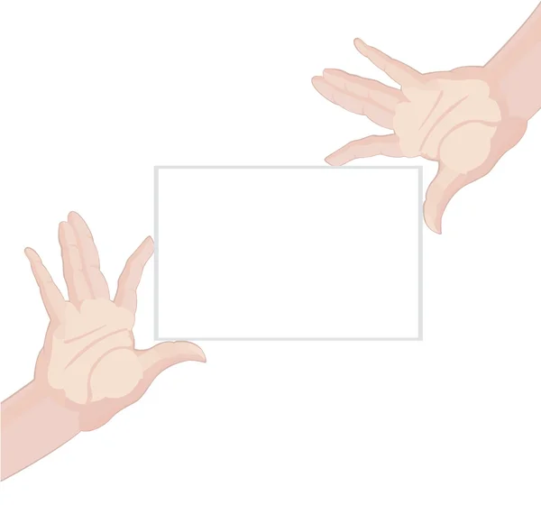 Mains humaines tenant du papier blanc — Image vectorielle