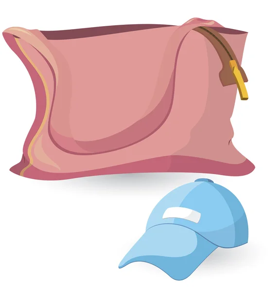 ピンクの袋と青い帽子 — ストックベクタ