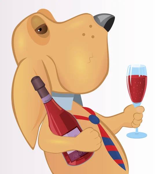 Hund med drink Royaltyfria illustrationer