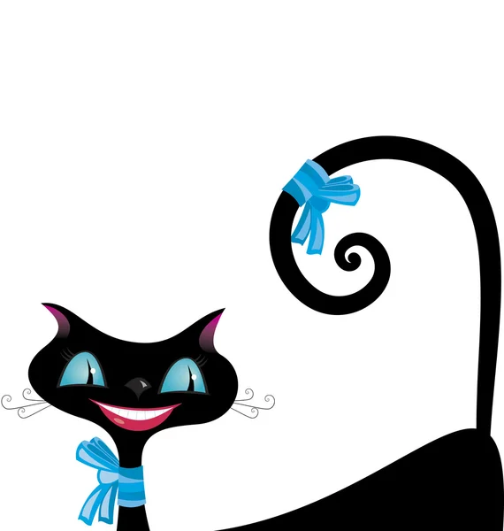 Black cat with blue eyes — Stock Vector