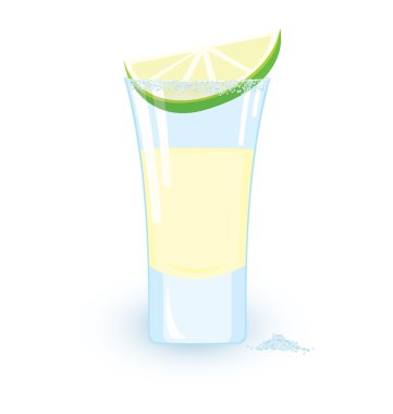 Tequila cocktail slice of lime and some salt clipart