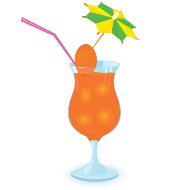 Cocktail decorated with umbrella toothpick vector illustration clipart