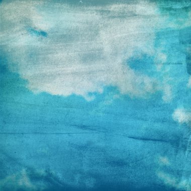 Clouds on a textured paper background clipart