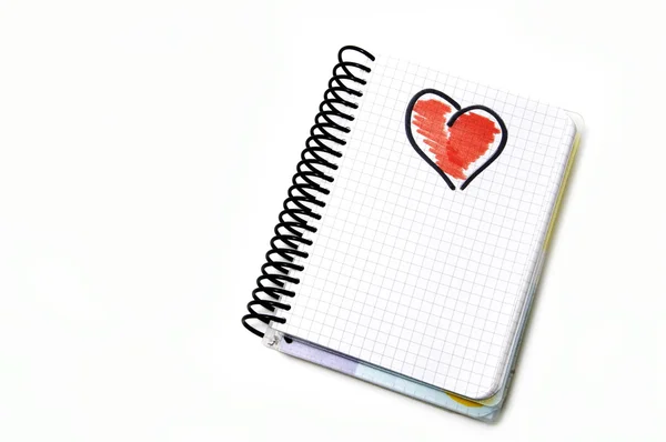 Corazón dibujado del cuaderno — Foto de Stock