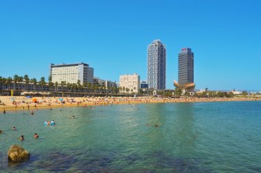 Barceloneta Beach in Barcelona, Spain clipart
