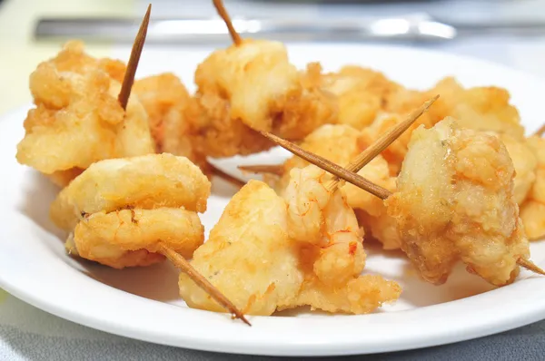 Breaded fish and shrimps — Stock Photo, Image