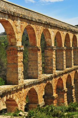 Roman Aqueduct Pont del Diable in Tarragona, Spain clipart