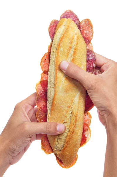 スペインのサラミ サンドイッチ — ストック写真