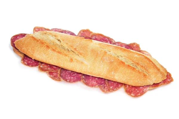 Sandwich salami hiszpańskie — Zdjęcie stockowe