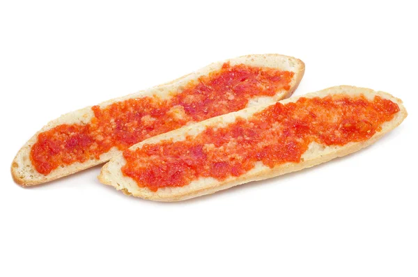 Pa amb tomaquet, Brot mit Tomate, typisch für Katalonien, Spanien — Stockfoto