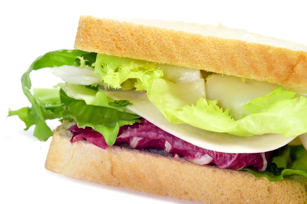 Vegetables and turkey sandwich — Stock Photo, Image