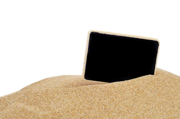 Blank blackboard on the sand — Stock Photo, Image