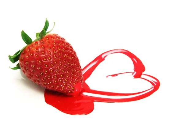 Strawberries and heart — Stock Photo, Image