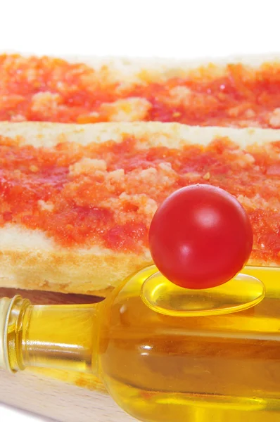 Pa amb tomaquet, chléb s rajčaty, typické pro Katalánsko, Španělsko — Stock fotografie